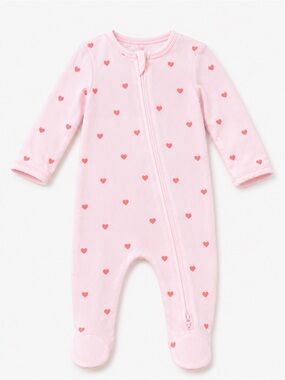 Wonder Nation - Double Zipper Sleeper W/ Pink Heart Print (Modal) - NB